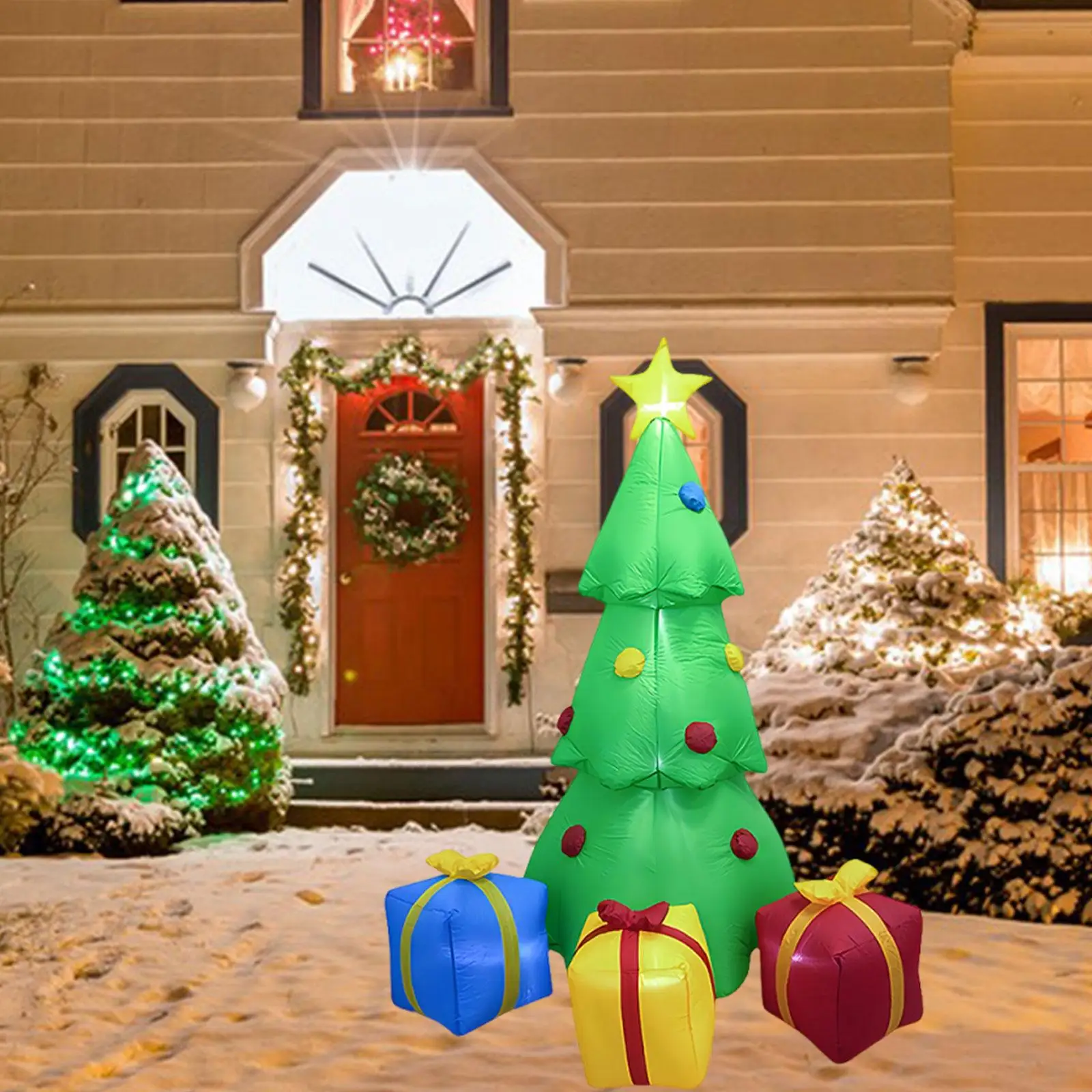 7 ft Christmas Tree Inflatable Decor with Light Lightweight Props Cute Giant