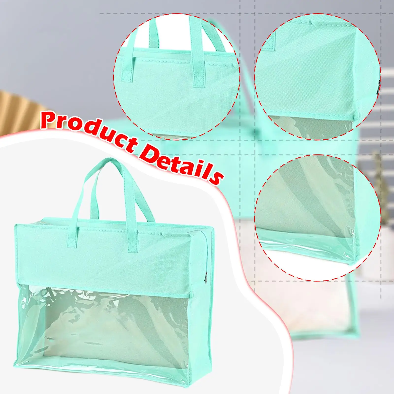 Home Textile Storage Bag Convenient Portable Handle Easy to Carry Purse Storage