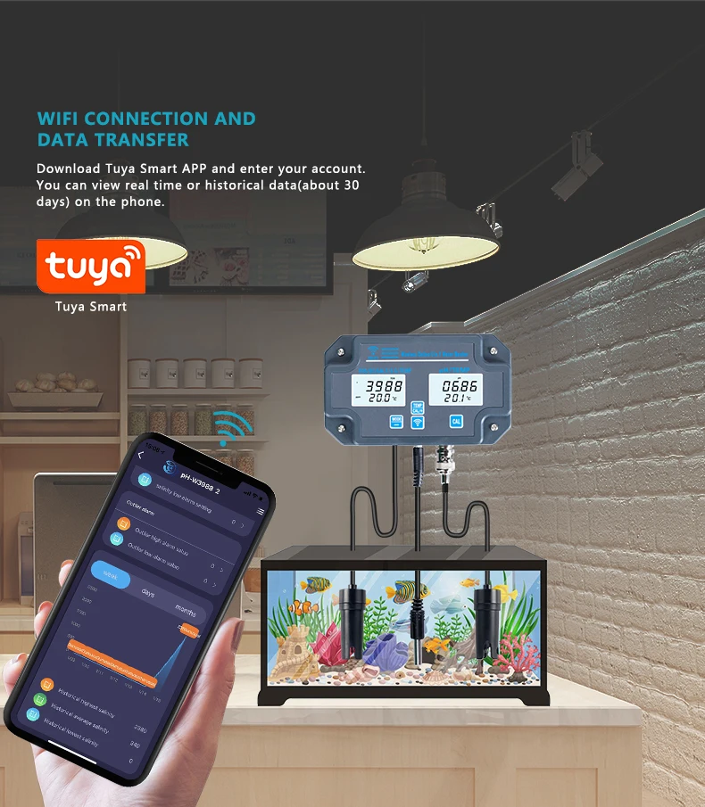 Probador de calidad del agua en línea Wifi inteligente, Monitor de agua inalámbrico 6 en 1, PH EC TDS SALT G.S, medidor de temperatura por Control de aplicación móvil - imagen 5