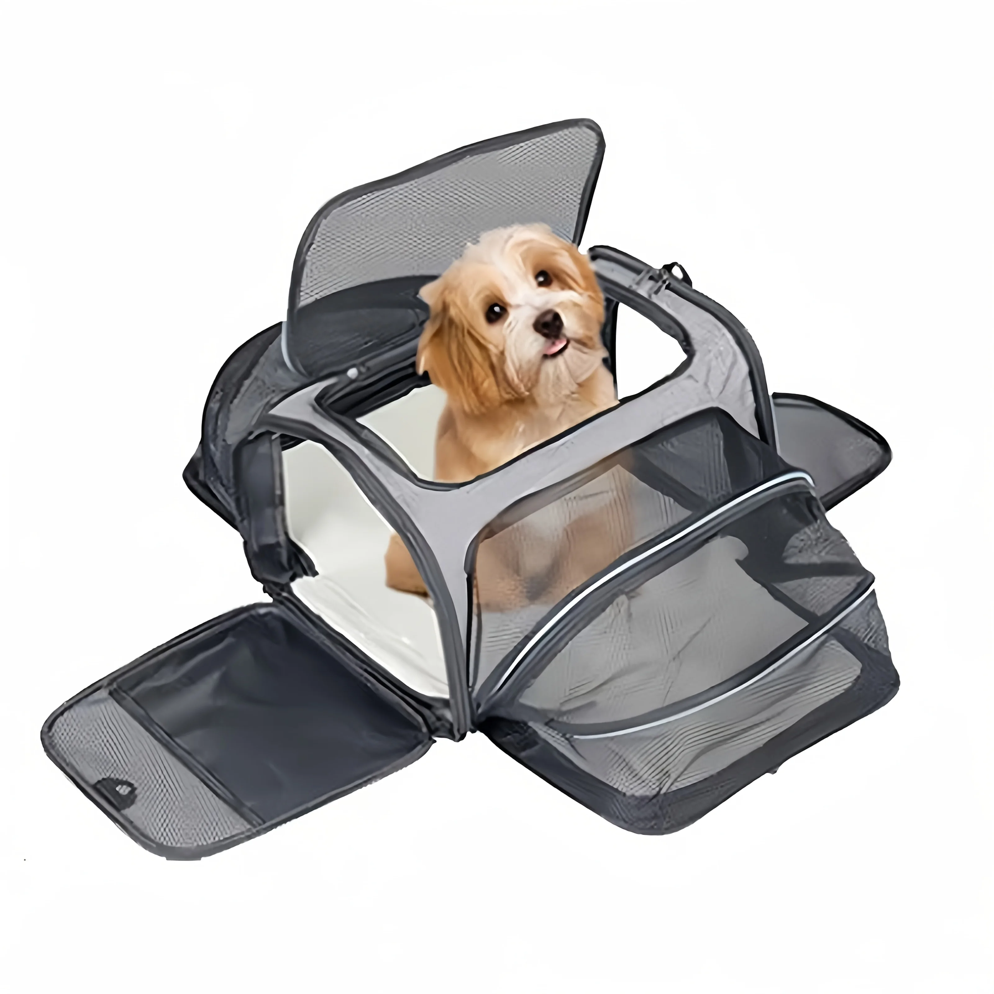 Bolsa transportadora para mascotas, bolsa plegable para perros pequeños, bolsa de transporte para gatos, bolsa de expansión para mascotas, malla transpirable, expansión plegable de mano C - imagen 2