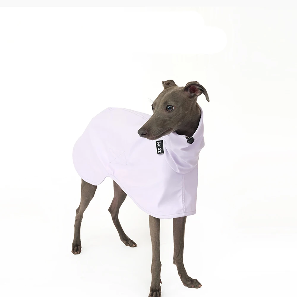 Abrigo de PU con cintura ajustable Fahison para galgo italiano, impermeable, resistente al viento, capa cálida para perro Whippet - imagen 4