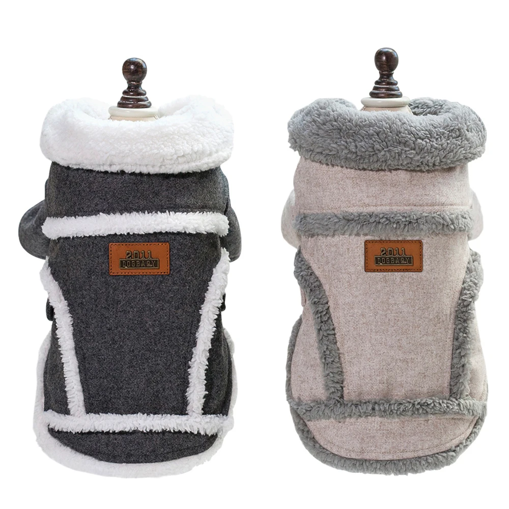 Ropa cálida para perros, abrigo con Cuello de piel suave, chaqueta para perros, abrigos, ropa de invierno para mascotas, trajes, disfraz para perros pequeños y medianos y gatos - imagen 2