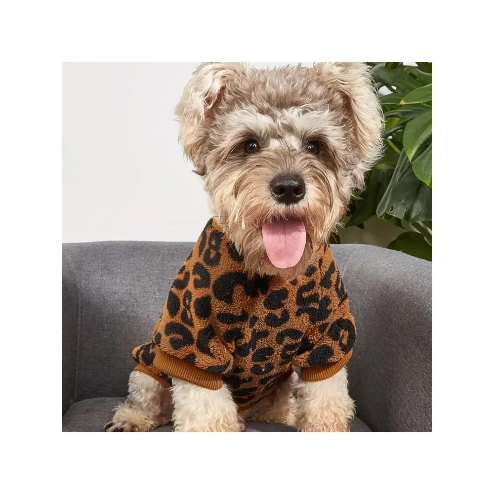 Jersey para cachorros, suéter para mascotas, suéter de invierno con estampado de leopardo, Bulldog Francés, suéter cálido de invierno, ropa para mascotas, ropa para perros