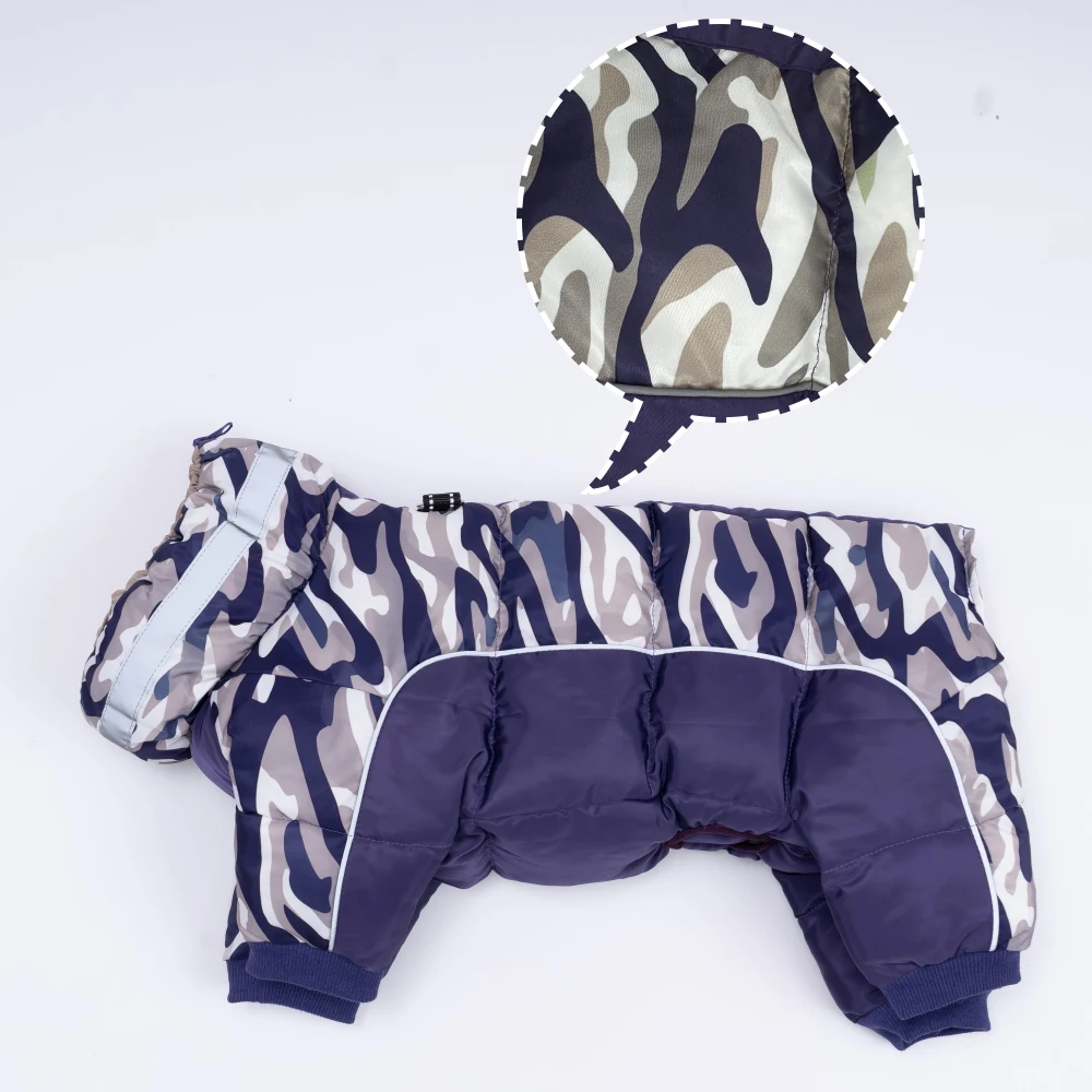 Monos de invierno, ropa para perros, mono impermeable para perros grandes, camuflaje grueso, ropa para mascotas pequeñas y medianas, sudadera - imagen 3