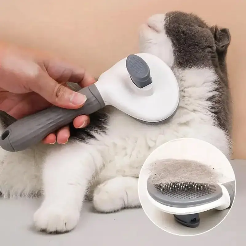 Cepillo para perros y gatos, peine autolimpiante para quitar el pelo de mascotas, herramientas de aseo para perros y gatos, peine para desmastar mascotas, accesorios para perros - imagen 3