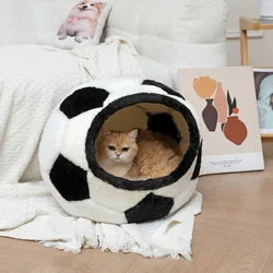 Casa para dormir creativa para gatos y perros, semicerrada, resistente al viento y cálida, ropa de cama para perros y gatos para invierno, nido para mascotas, nido para gatos