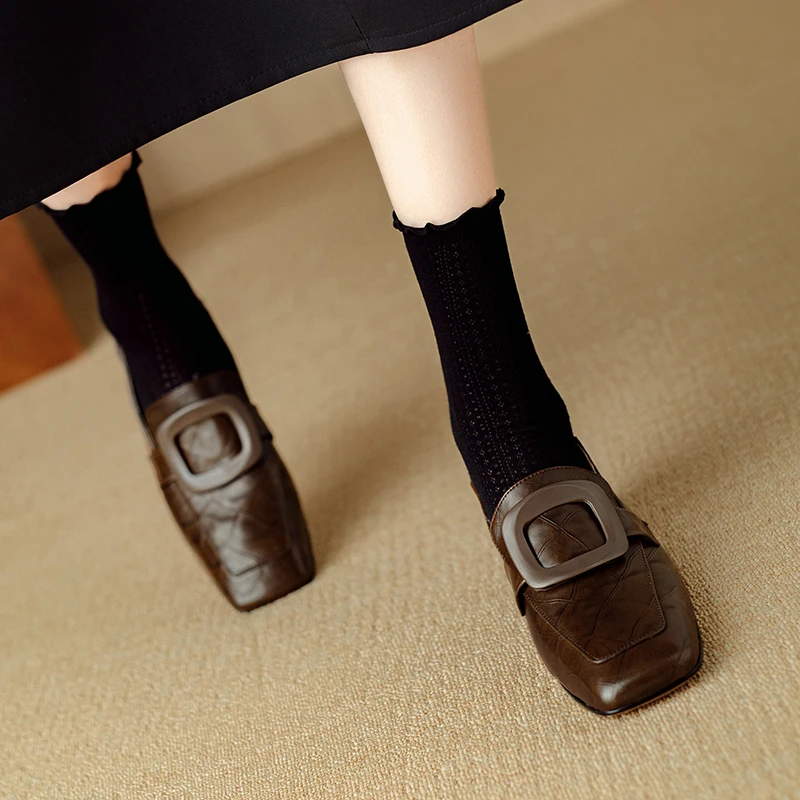 Zapatos de mujer 2025, gran oferta, zapatos de tacón alto Mary Jane para mujer, zapatos de tacón Retro con punta cuadrada para mujer, zapatos de tacón medio para mujer - imagen 3