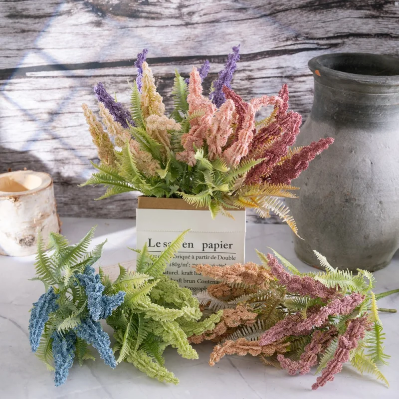 Paquete de flores de lavanda artificiales flocadas, decoración de acuario, plantas falsas realistas para adorno de pecera, bajo el agua - imagen 2