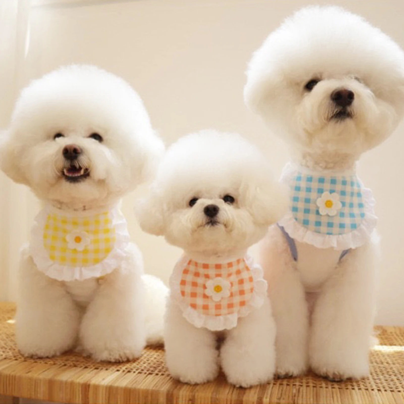 Elegante bufanda para cachorro, vestido bordado, bandana tejida a mano para perros pequeños - imagen 3