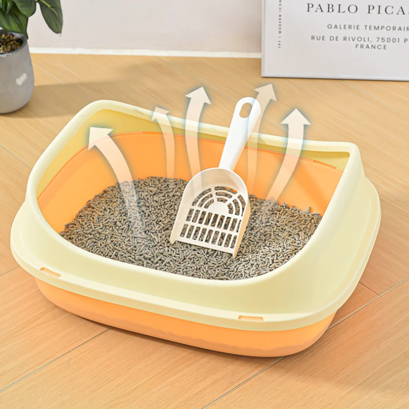 Caja de arena para gatos en forma de U, inodoro semicerrado de gran tamaño para mascotas, caja de arena para gatos totalmente abierta, suministros para mascotas - imagen 4