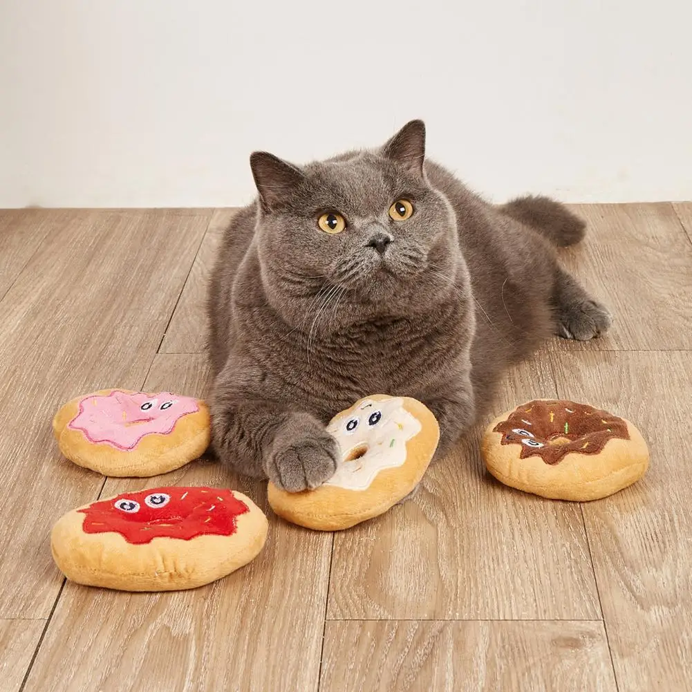 Juguetes Para Perros con forma de Donut, juguete de peluche, resistente a las mordeduras, divertido para aliviar el estrés con sonido chirriante, perros pequeños/medianos - imagen 5