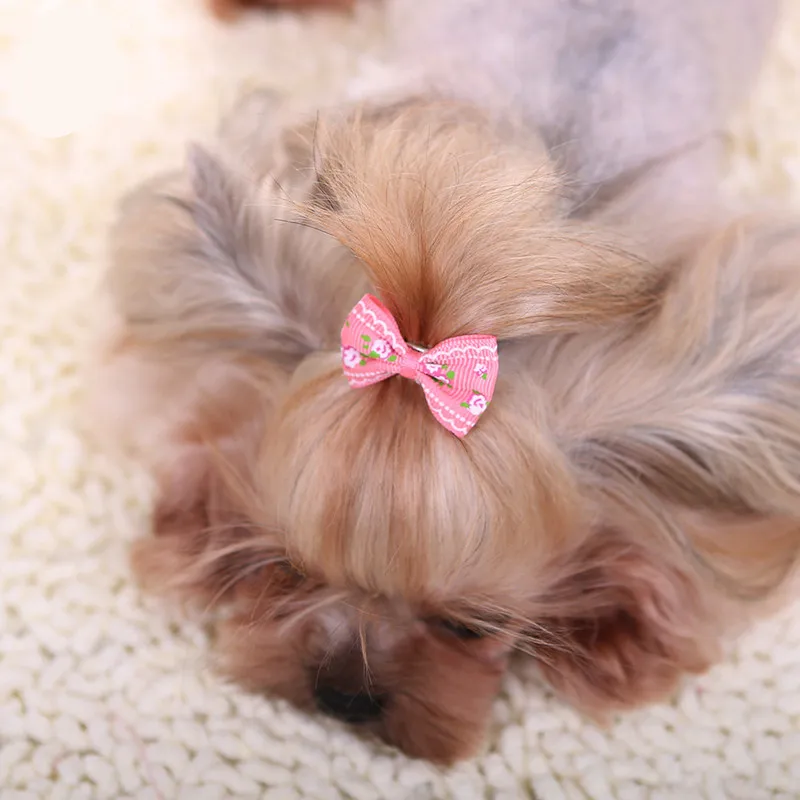 Horquillas con lazo de algodón y flor para perros, gatos y cachorros - imagen 3