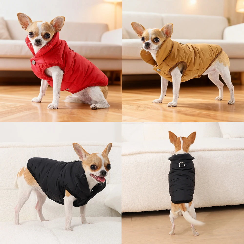 Chaleco de invierno para perros, abrigo, ropa cálida de lana para mascotas para perros pequeños y medianos, chaqueta a prueba de viento para cachorros, trajes, disfraz de Pug Chihuahua - imagen 5