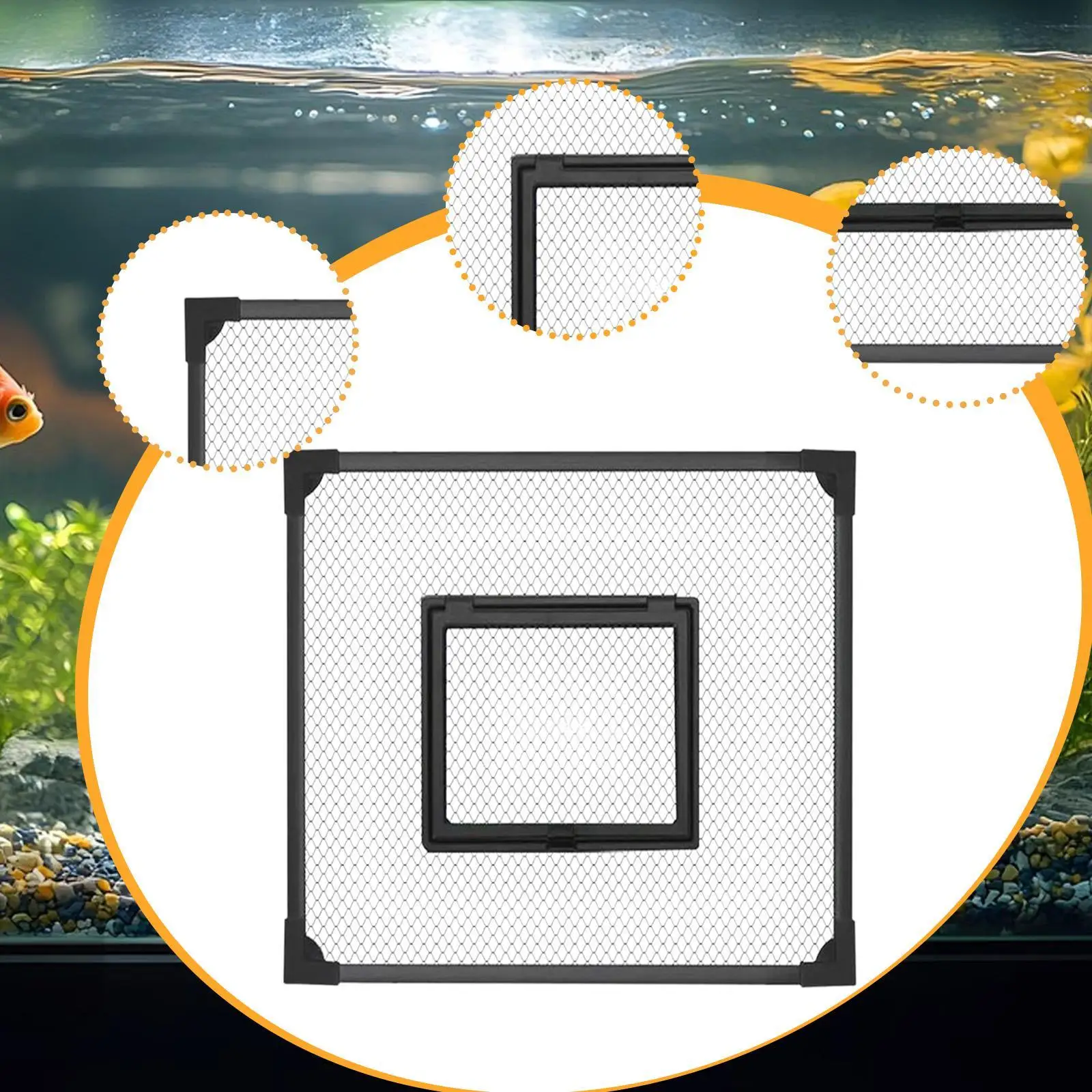 Cubierta de red antisalto para acuario de peces, tapa de malla para pecera, resistente a desgarros, color negro - imagen 5