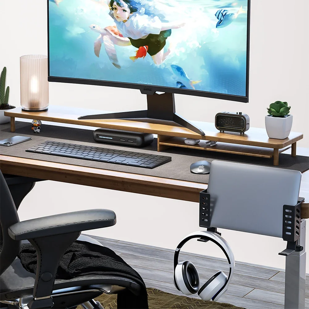 Soporte lateral para ordenador portátil, sin taladro, organizador de almacenamiento lateral para escritorio, soporte colgante para tabletas portátiles/tabletas/teclados/auriculares - imagen 4