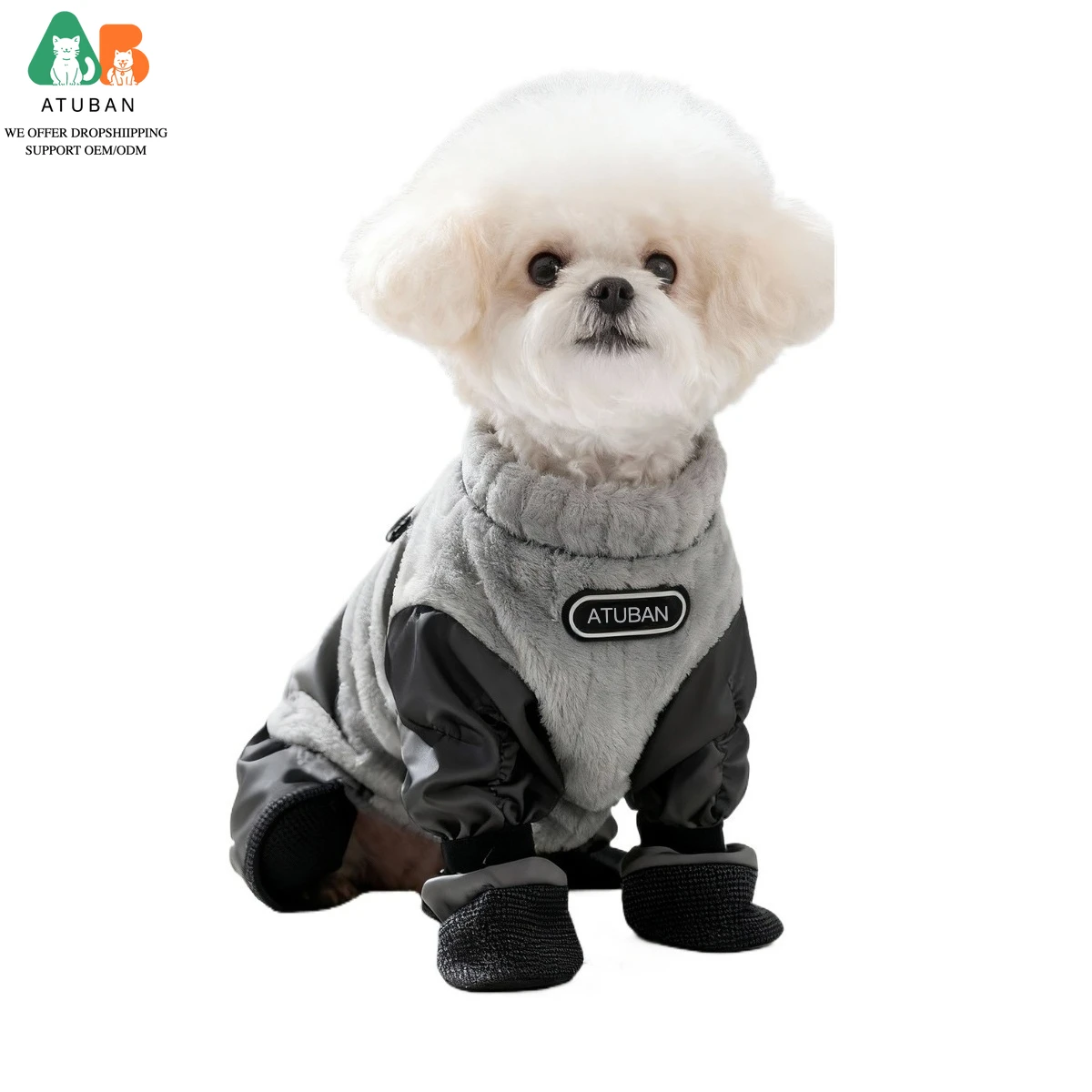 Abrigo para perros con arnés - Invierno cuello alto, reflectante