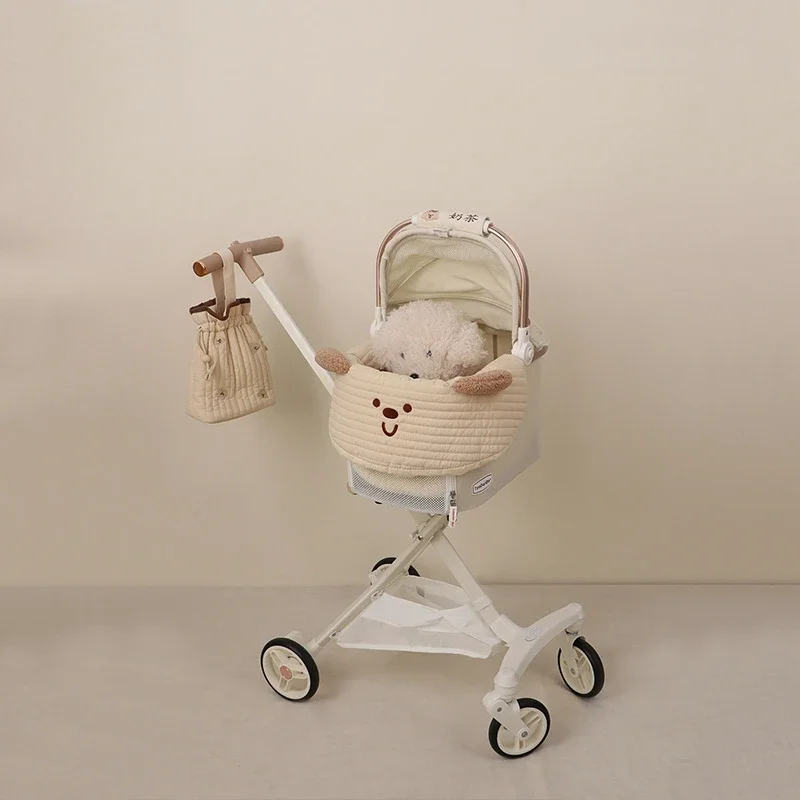 Almohadilla de borde para cochecito de mascotas, almohadillas de tela antisuciedad, almohada de tela de algodón, juego de tres piezas, juego de accesorios para cochecito de gato y perro, almohada - imagen 3