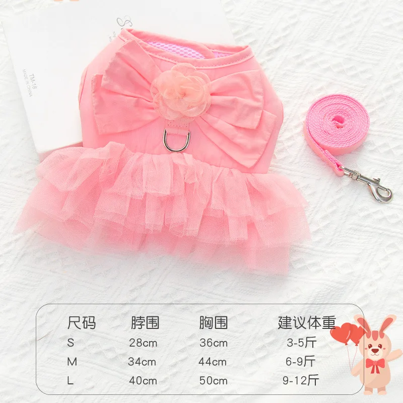 Elegante conjunto de correa de arnés de malla para mascotas, adorable diseño de falda de tul, perfecto para paseos de perros y gatos a la moda para perros pequeños - imagen 3