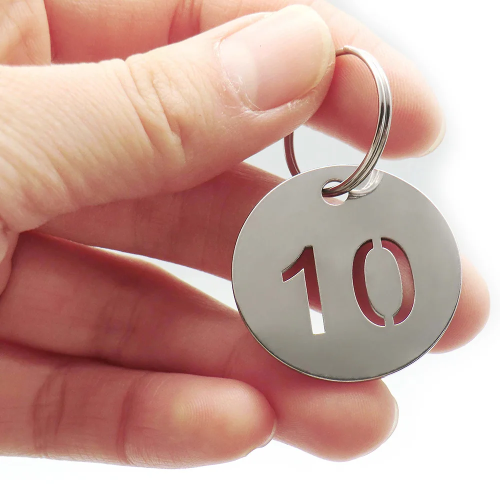 Etiqueta de número redonda de 30mm, llavero de acero inoxidable, llavero con anilla, etiqueta de perro, etiquetas de identificación para mascotas, placa colgante calada personalizada - imagen 5