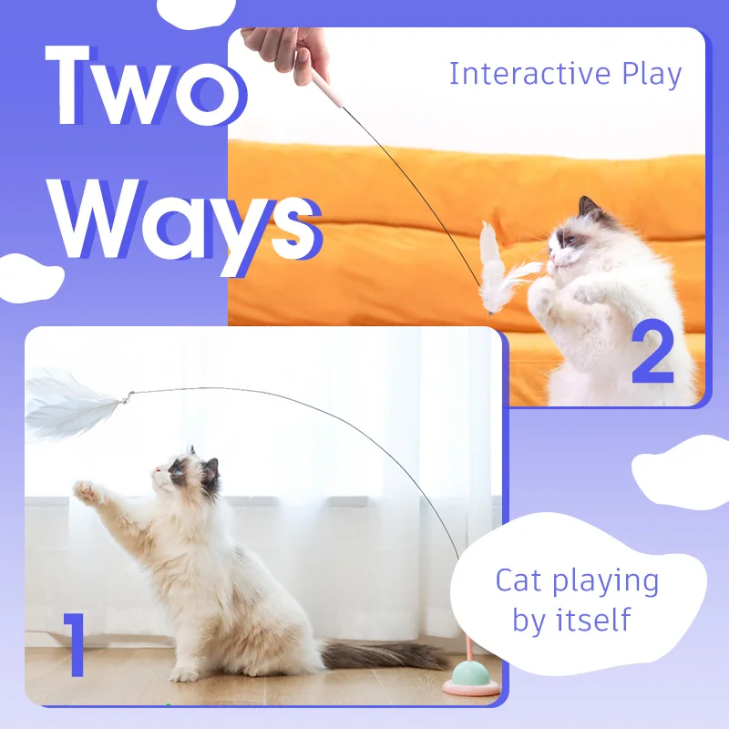Juguetes interactivos para gatos, juguete divertido para rascar, potente ventosa de mano con pluma para gatito, Ejercicio en interiores - imagen 5