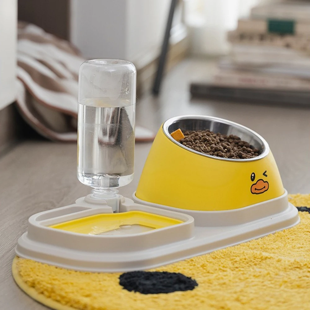 Cuenco elevado multifuncional para mascotas, dispensador automático de comida y agua con inclinación de 15 grados, comedero para gatos y perros, bebedero Doble - imagen 3