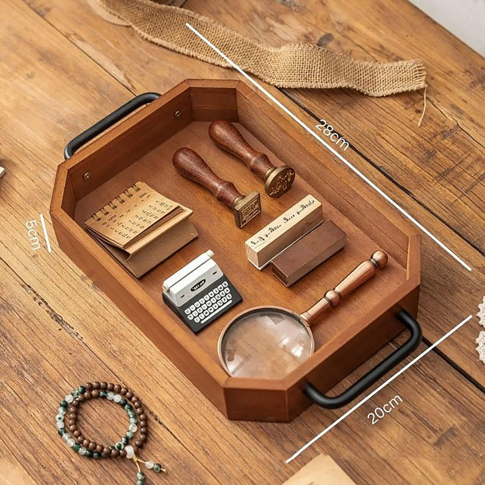 Wooden Serving Tray Storage Tray Ornament Vintage Design Durability Coffee Cup