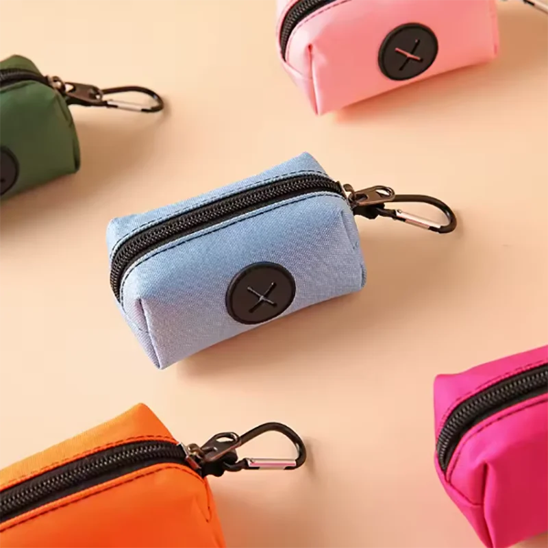 Soporte de lona para bolsa de caca de perro, dispensador de bolsa de residuos para mascotas al aire libre con mosquetón, bolsa de recolección de residuos de animales - imagen 3