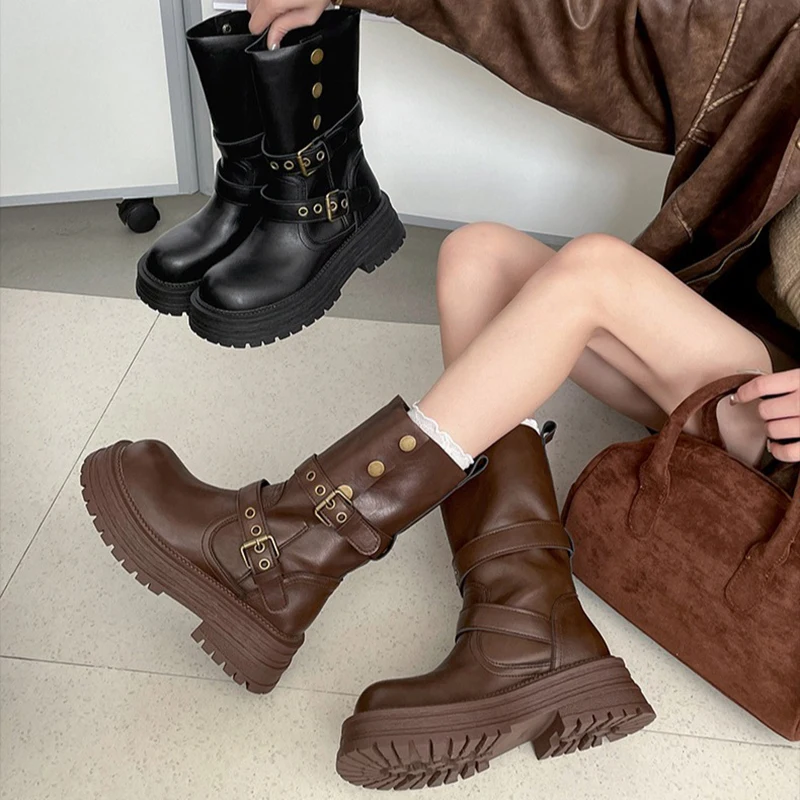 Botines de época góticos mujer – Tacón cuadrado y media pantorrilla - imagen 5