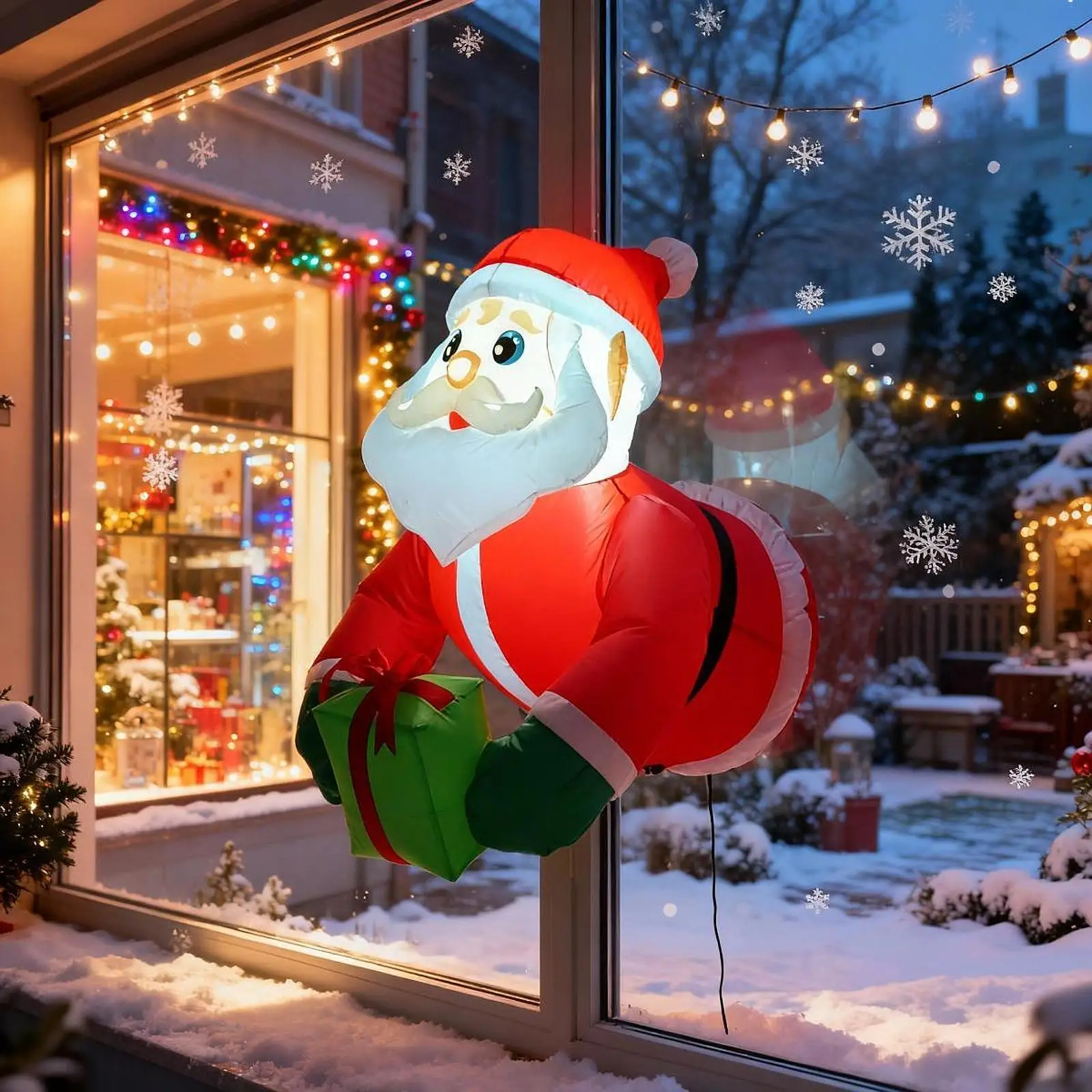 Papá Noel navideño, 35,43 pulgadas de alto, salir desde la ventana, exhibición de suministros para fiestas