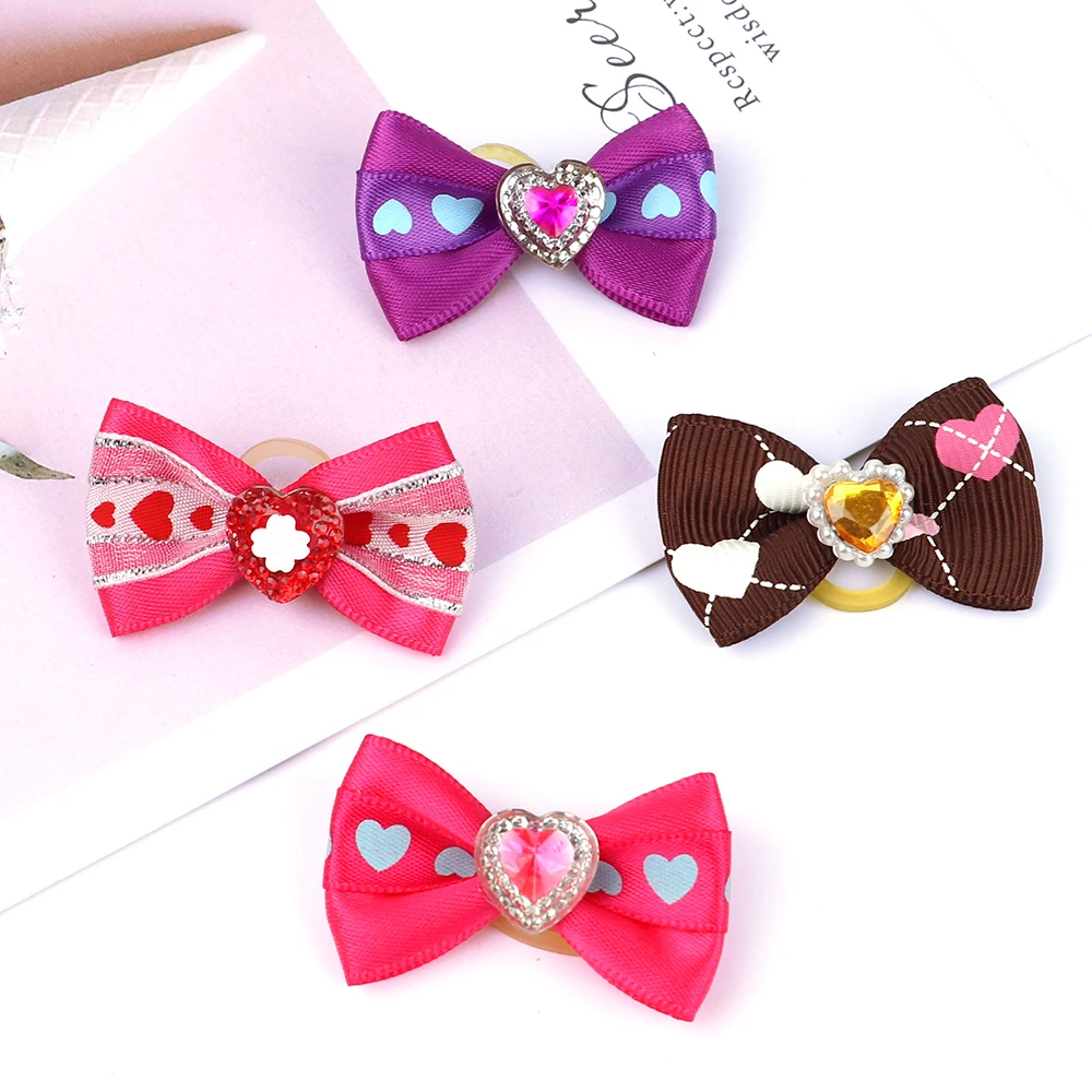 Lazos de goma para el pelo de perro, pinzas para el pelo de gato hechas a mano, accesorios de aseo para perros pequeños y gatos, 10 unids/lote - imagen 4