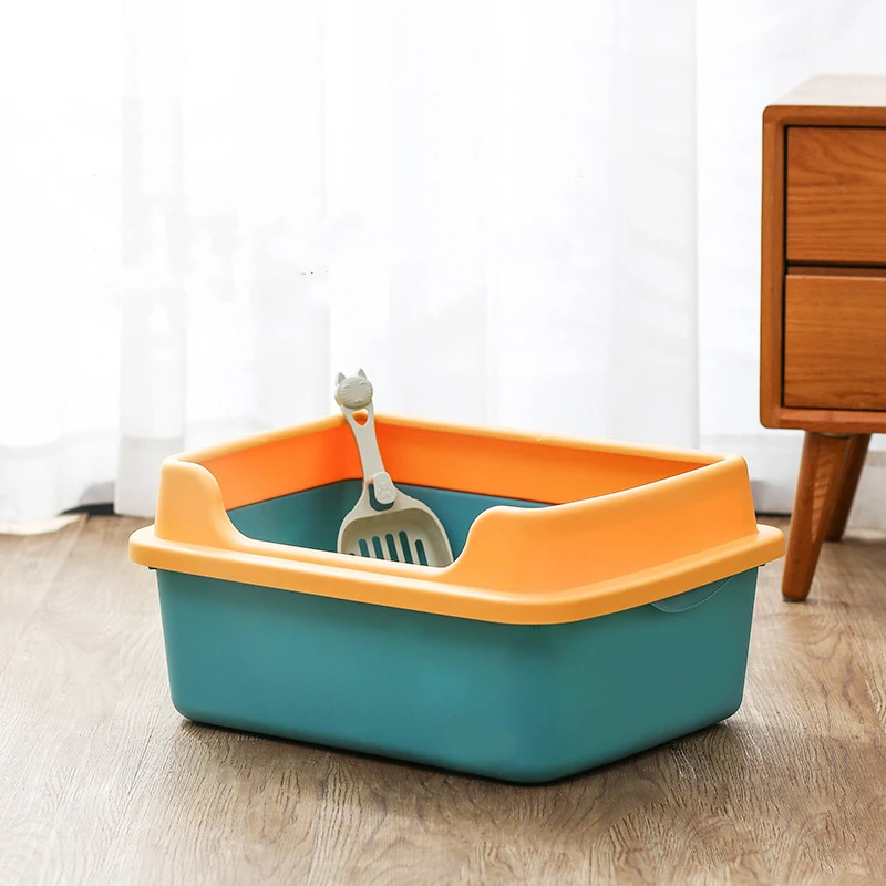 Caja de arena para gatos, inodoro semicerrado para mascotas, arenero limpio con pala gratis, casa para gatos transpirable, proveedores para gatos - imagen 3