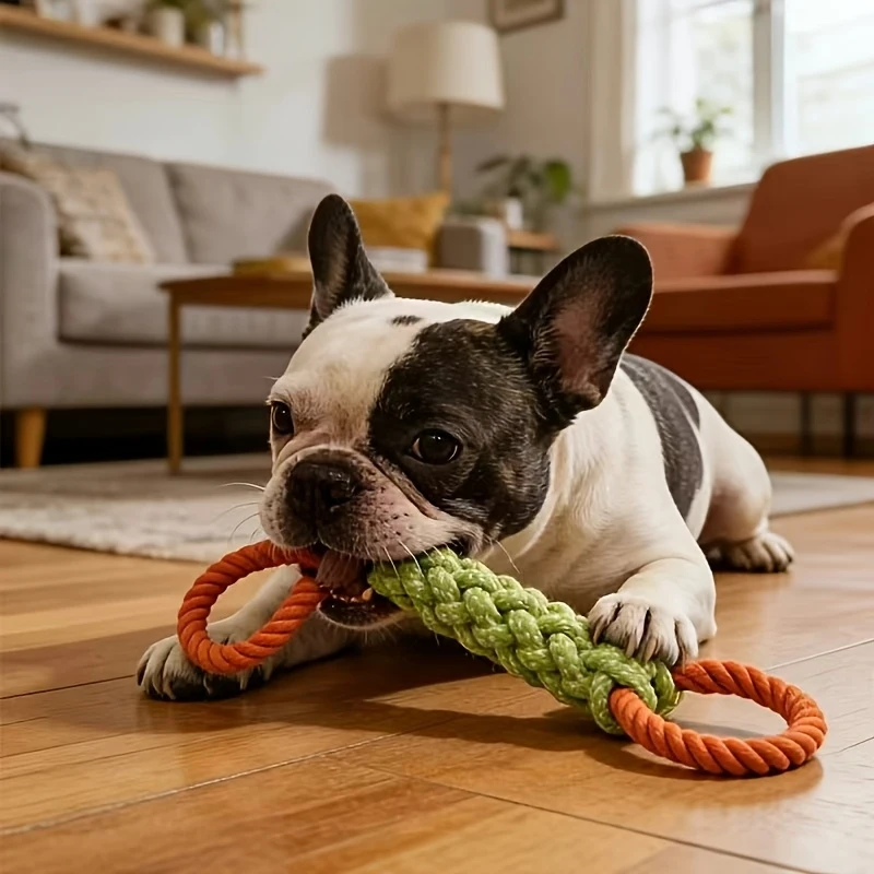 Juguete dental trenzado para perros – Cuerda natural para masticar - imagen 4