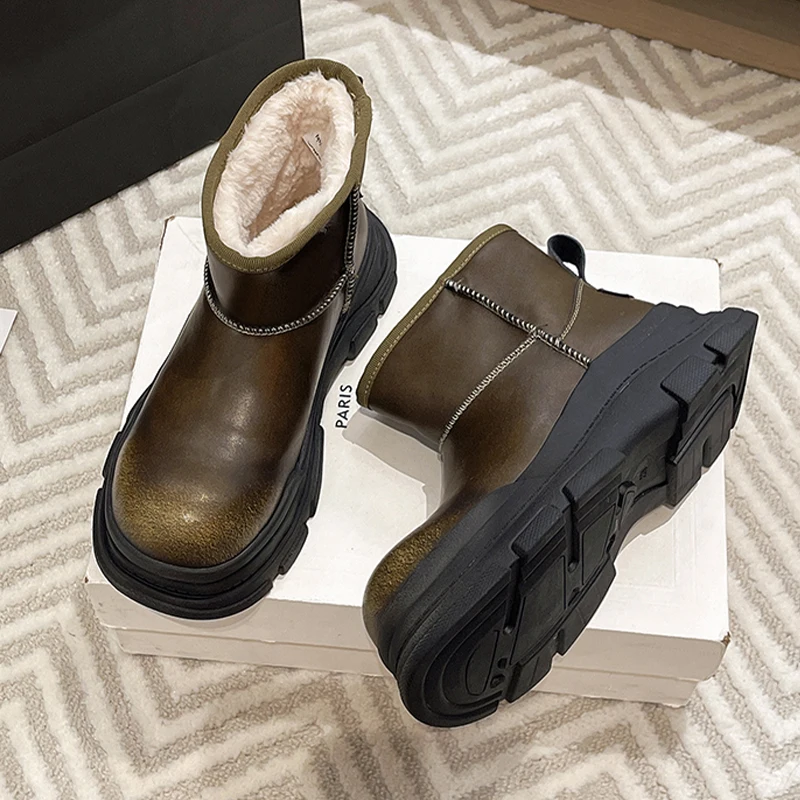 Botines de invierno Para Mujer, Zapatos planos informales a la moda, Botas de invierno cálidas con plataforma, nuevas Botas de nieve acogedoras Para Mujer - imagen 2