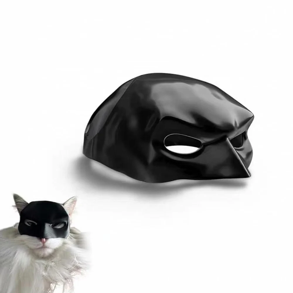 Máscara de batcat, máscara de catbat negra para gatos, accesorios divertidos de disfraces de Halloween, cosplay de gato de murciélago para Halloween o diversión diaria - imagen 5