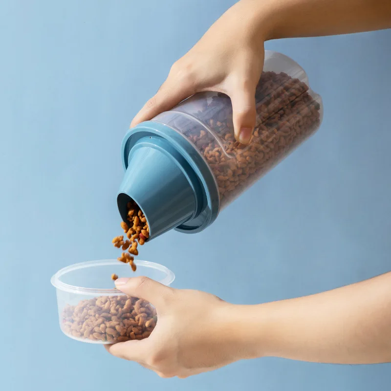 Contenedor de almacenamiento de alimentos para perros, tarro sellado transparente de alimentos para mascotas con escala, dispensador de almacenamiento de alimentos para mascotas, accesorios para perros, 1000ml/1500ml - imagen 4