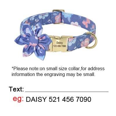 Collar personalizado para perros pequeños y grandes, arnés transpirable con grabado Floral, bolsa para golosinas, 3 o 4 unidades - imagen 3