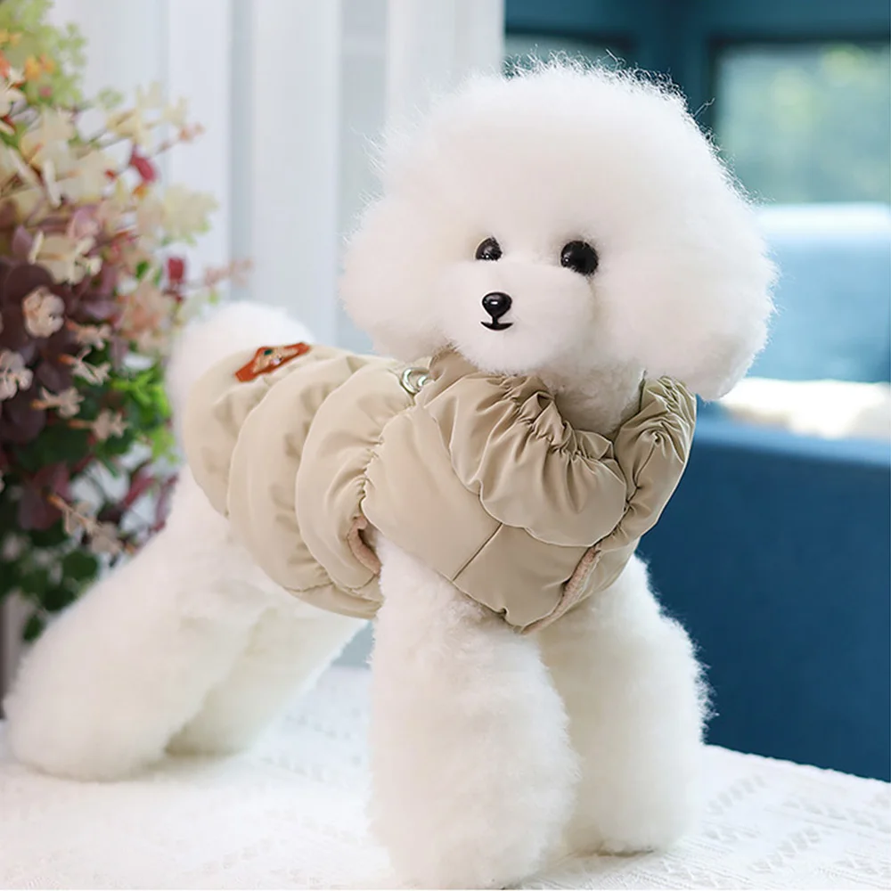Ropa de invierno para perros, Chaqueta de algodón cálida para perros, abrigo a prueba de viento, Ropa para mascotas, Chihuahua, Yorkshire, Ropa para perros con anillo en D - imagen 4