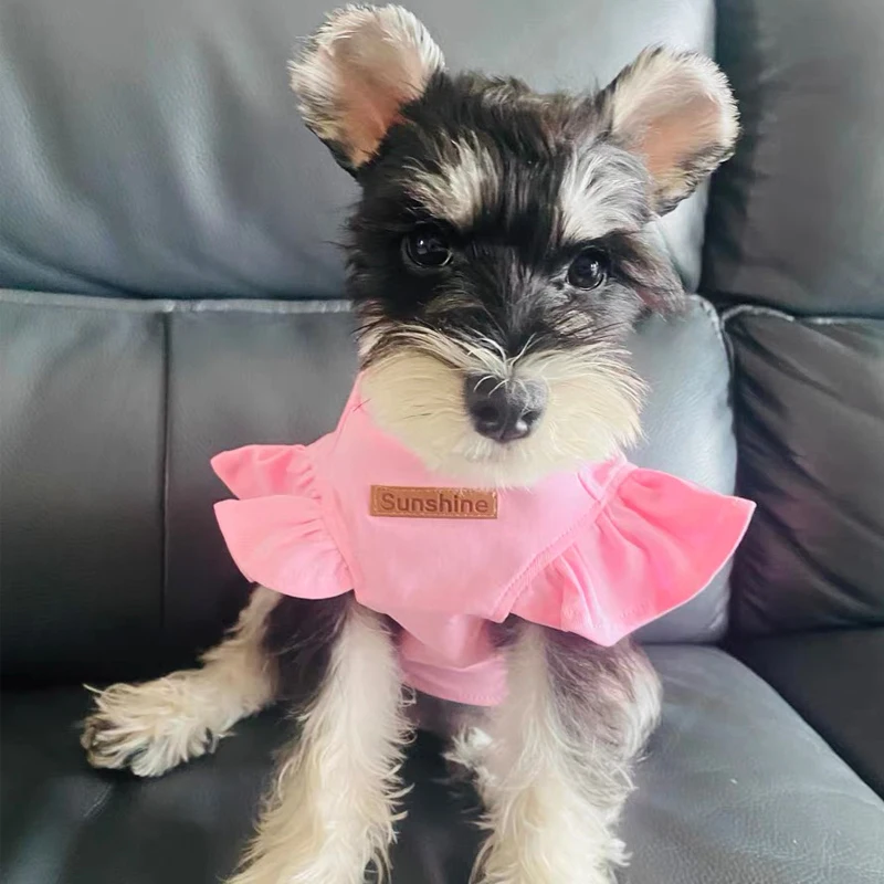 Ropa para perros pequeños de primavera y verano para Schnauzer Teddy YorkShire, disfraz sin mangas para perros, Jersey suave, traje para cachorros - imagen 3