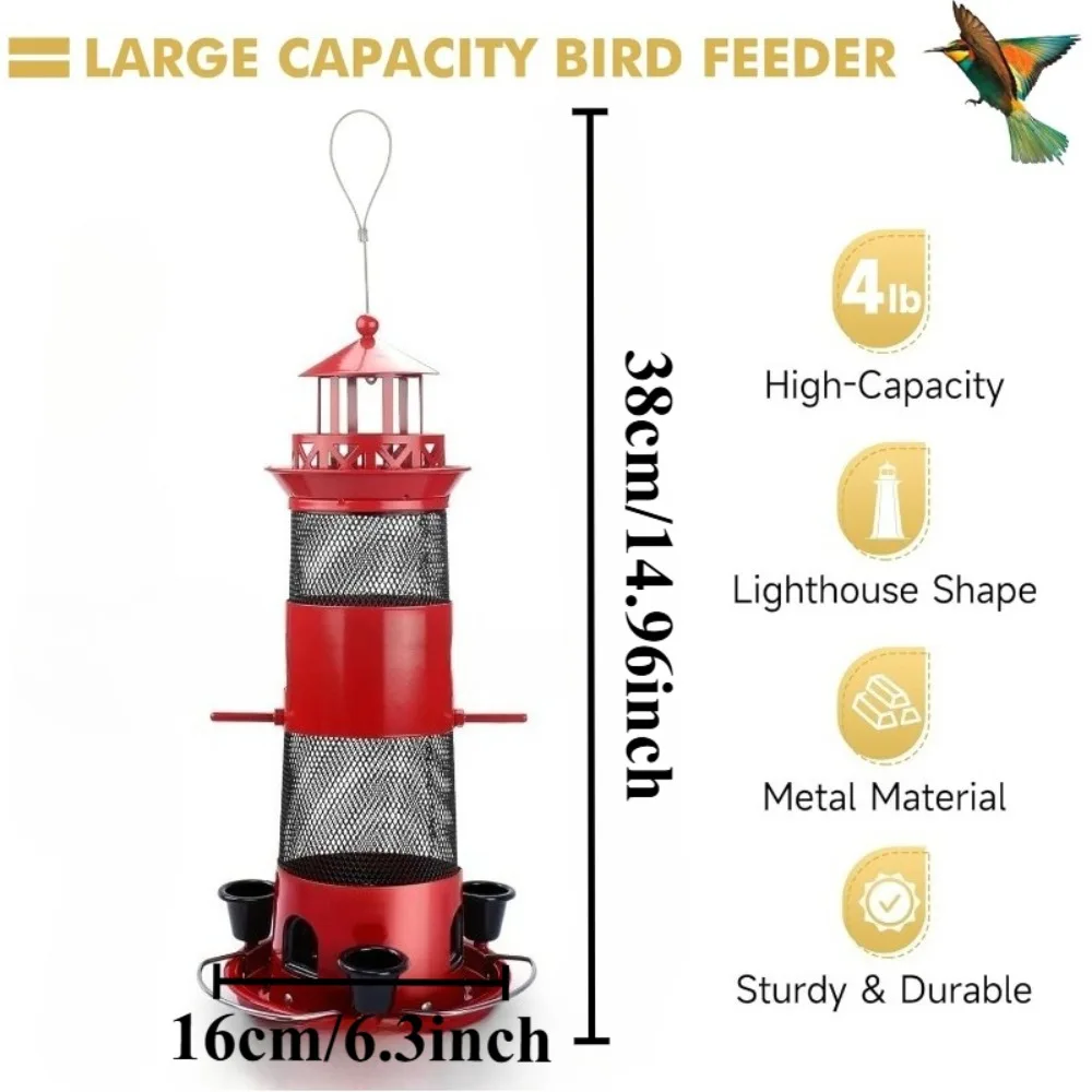 Comederos para pájaros para exteriores, comederos colgantes para pájaros salvajes, comedero de semillas de pájaros de Metal a prueba de ardillas para pájaros pequeños, gran capacidad - imagen 2