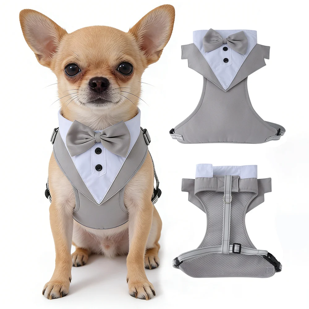 Esmoquin para perros para traje de boda, traje para perros y disfraces de corbata para cumpleaños, cosplay, fiesta de Navidad, ropa formal para mascotas con pajarita