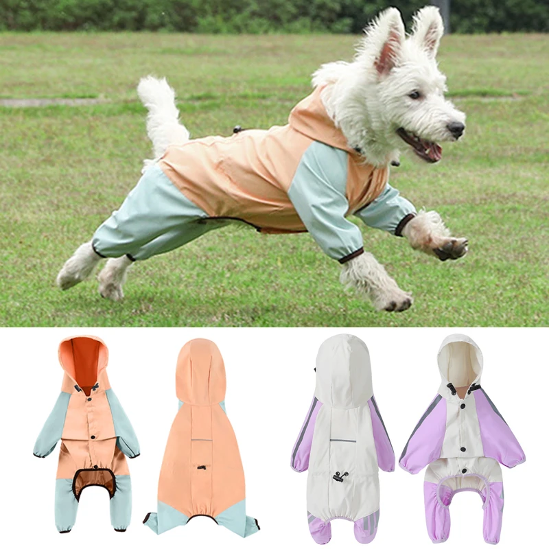 Chubasquero remolcable para cachorros, mono impermeable para mascotas para perros pequeños, abrigos de lluvia maltés para caniche de Pomerania, monos, ropa para mascotas