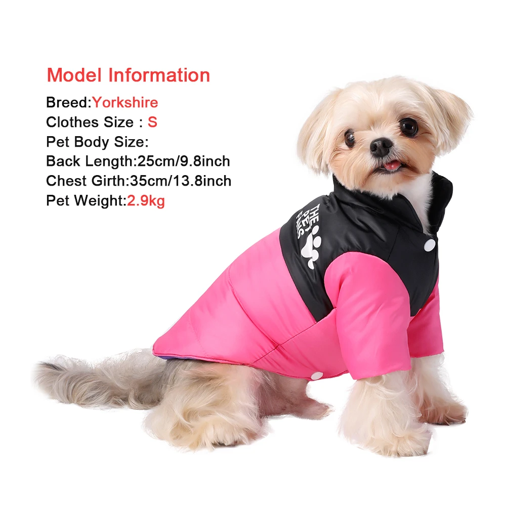 Chaqueta impermeable para perros, ropa Reversible de invierno para mascotas, para perros pequeños y medianos, abrigo cálido y acogedor para perros Yorkie, Bulldog Francés, trajes para cachorros - imagen 4