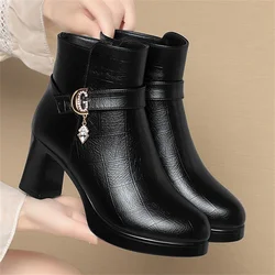 Botines de cuero suave para perros con felpa invierno