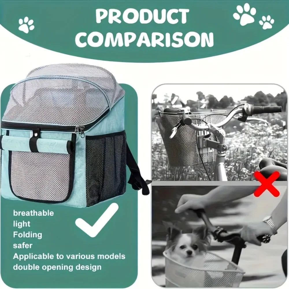 Portabicicletas para perros, portabicicletas expandible, plegable, de cara suave, para gatos, 2 puertas abiertas, bolsa de viaje para mascotas, mochila para perros pequeños y medianos - imagen 4
