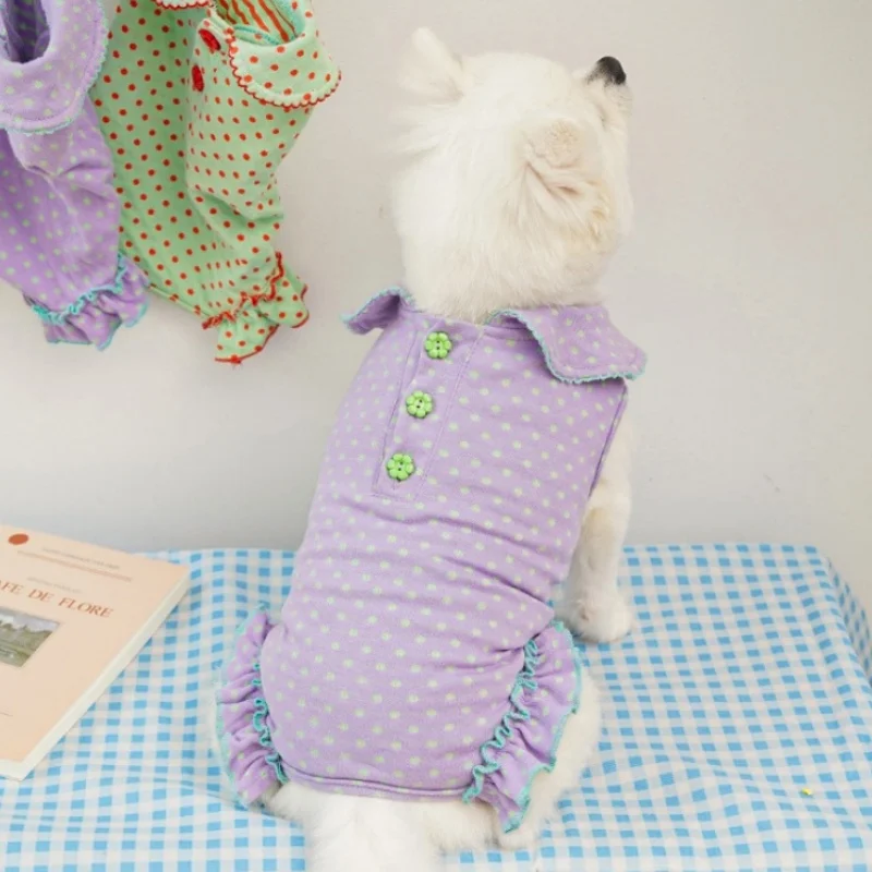 Monos con lunares para perros y gatos - Ropa suave de invierno - imagen 3