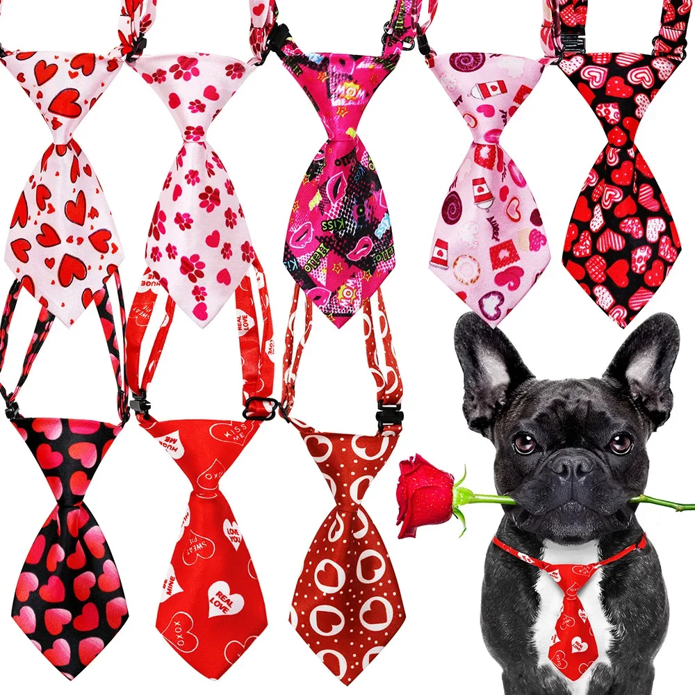 30/50/100 Uds corbatas para perros de San Valentín pajaritas/corbata perros pequeños pajarita para mascotas corbata Regular para perros pequeños gatos
