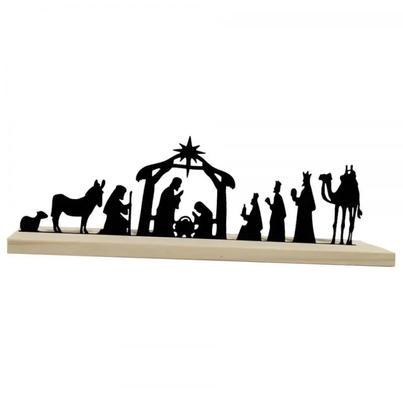 Juego de Natividad de Metal, silueta de escenas de Natividad, regalo religioso católico, adorno versátil para mesa, decoraciones navideñas - imagen 4