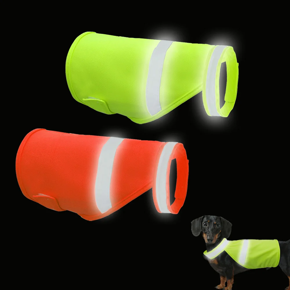 Chaleco reflectante para perros, ropa fluorescente de seguridad nocturna para perros, abrigo impermeable para mascotas pequeñas y grandes, color naranja y verde