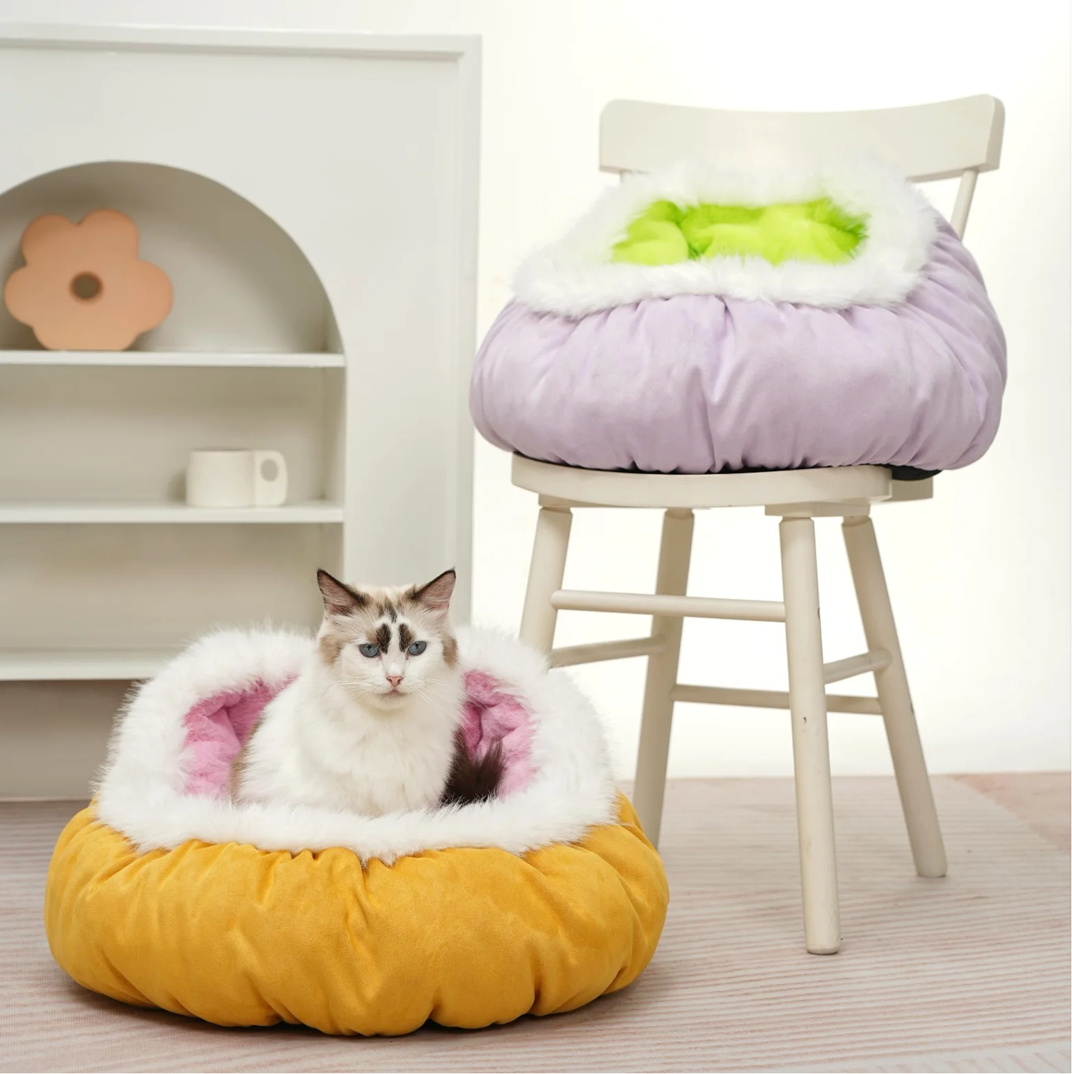 Cama suave de felpa para gatos, cama suave para perros, cama esponjosa para gatos, cómodo sofá para perros, accesorios para perros, cama para perros medianos
