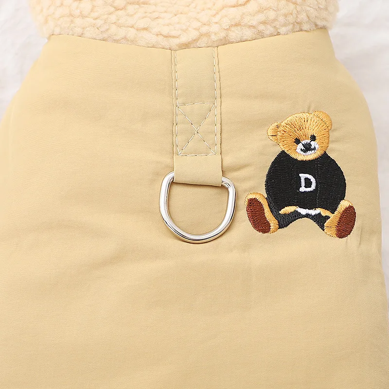 Abrigo cálido con anillo de tracción para perro, Chaqueta de algodón de dos patas, solapa de terciopelo de cordero para mascotas, felpa para perros pequeños, Otoño e Invierno - imagen 2